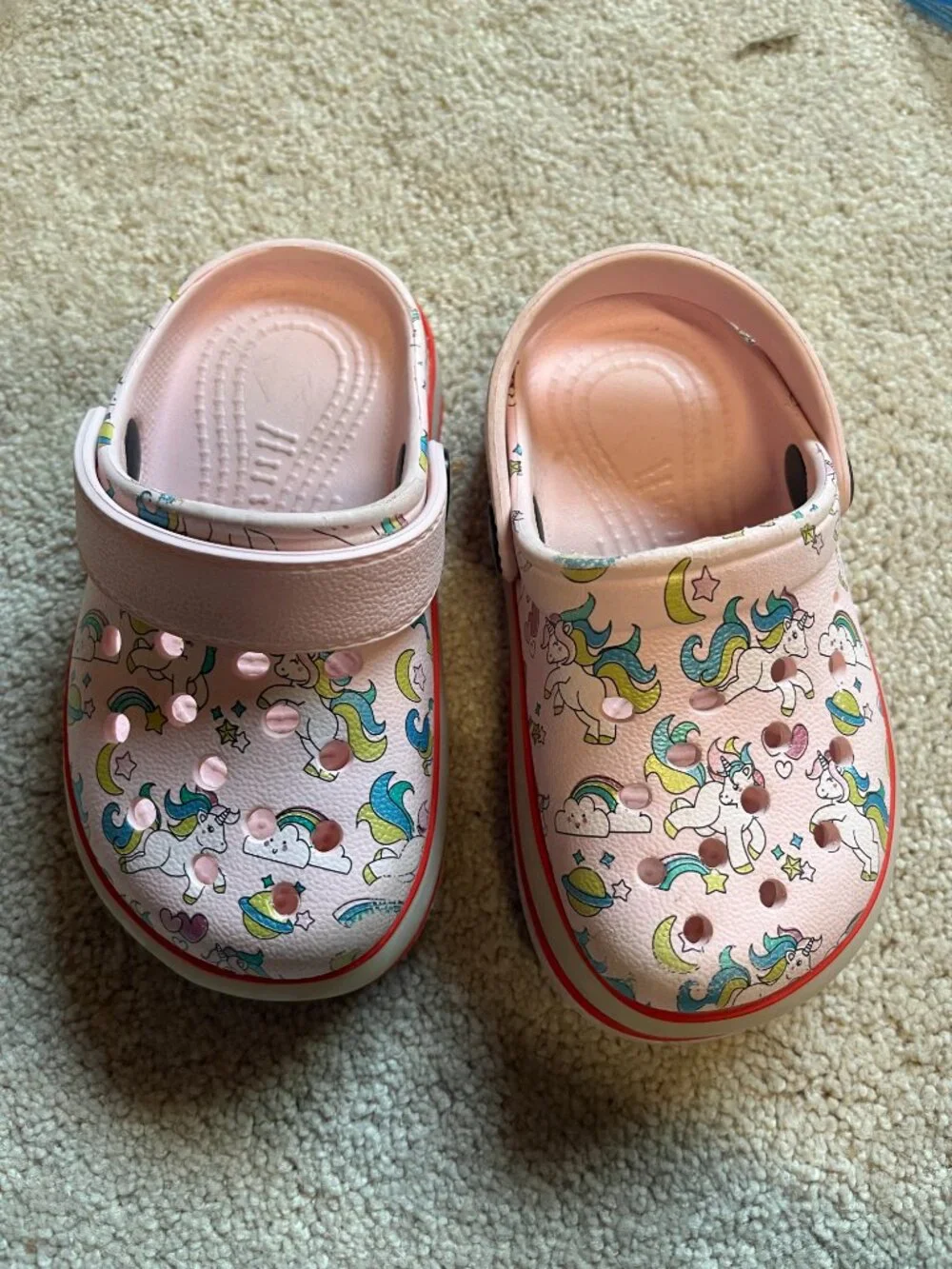Pink Unicorn Rainbow Clogs Girls Size 25 Cute Casual Shoes 💗